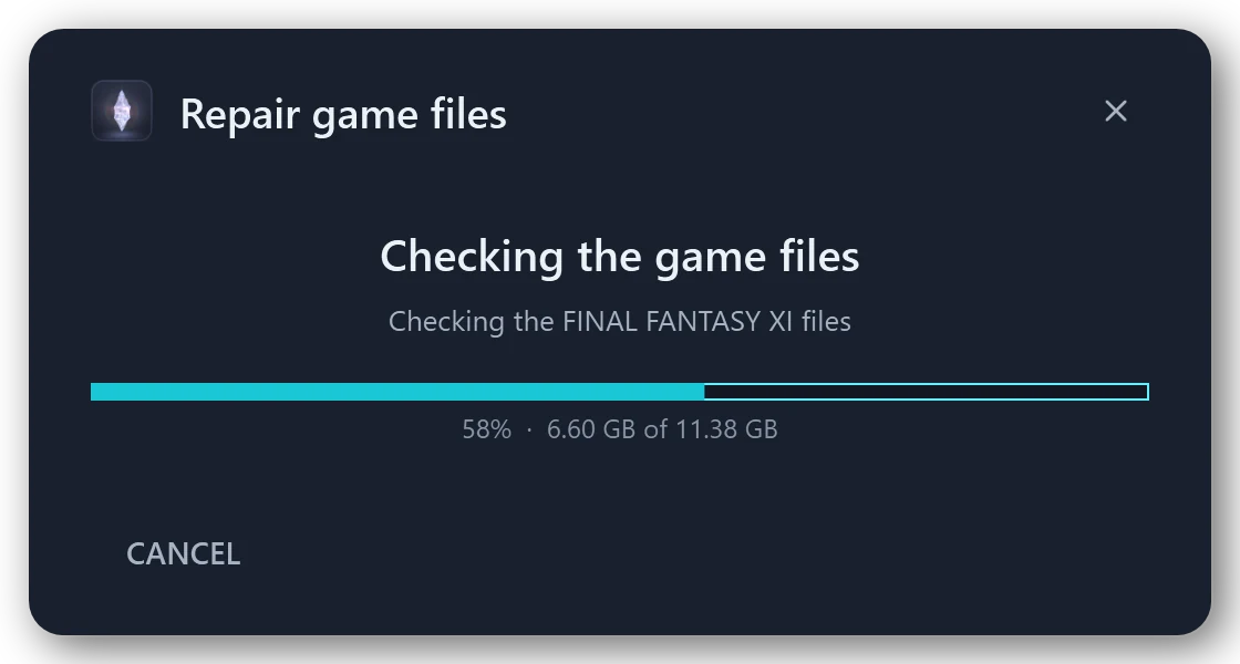Provenance repairing the game files